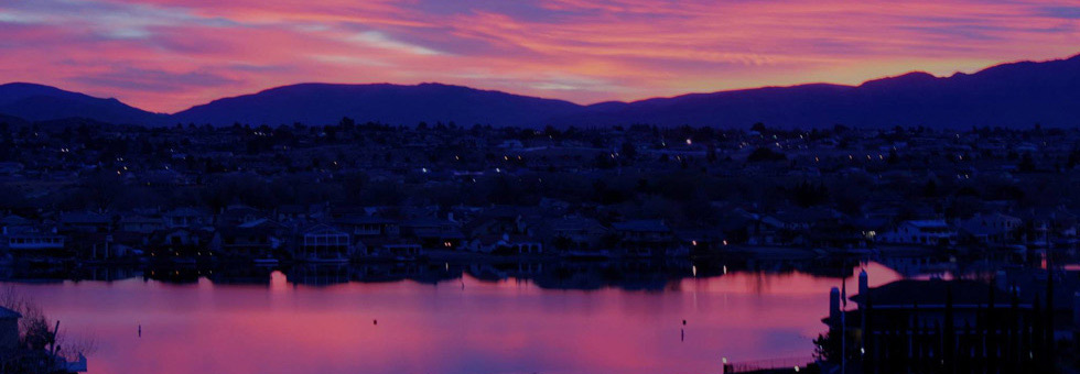 view of lake during sunset